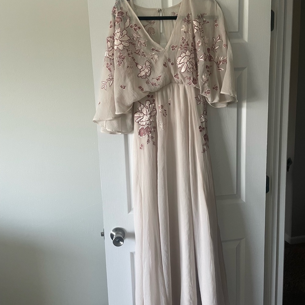 ASOS Cream and Pink Floral Prom Dress